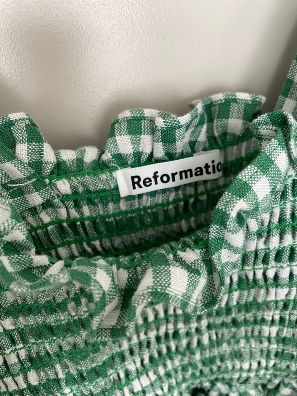 Reformation Dawson linen gingham mini dress adjustable ties - Picture 3 of 7